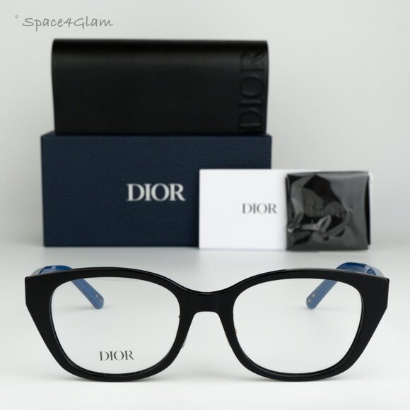 BRAND NEW Dior LAPARISIENNEDIORO S4F 1000 Black Blue Demo Women Round Eyeglasses - Picture 1 of 9